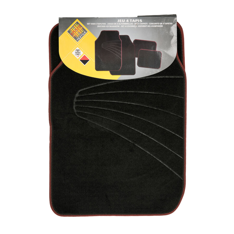 Set di 4 tappeti neri Twister PRIMO PREZZO nero e rosso