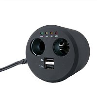 Sdoppiatore Accendisigari Auto 1 A 2 – Doppia Presa 12V/24V Con Interruttore E LED, 15A, Cavo 15 Cm