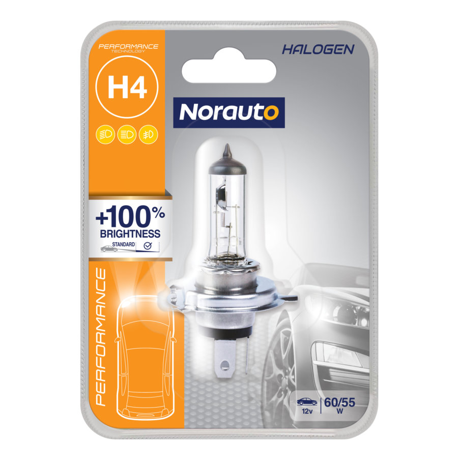 1 lampadina NORAUTO H4 PERF.+100%