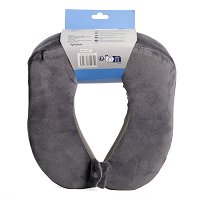 Cuscino Da Viaggio Memory Foam Con Maschera E Tappi - Grigio Scuro Per Aereo E Auto