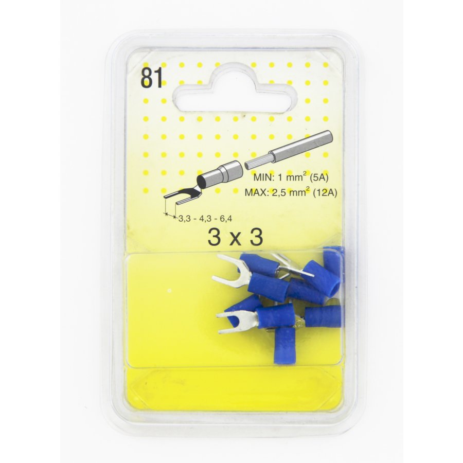 9 capicorda a forcella blu da 3,2 mm; 4,3 mm; 6,4 mm