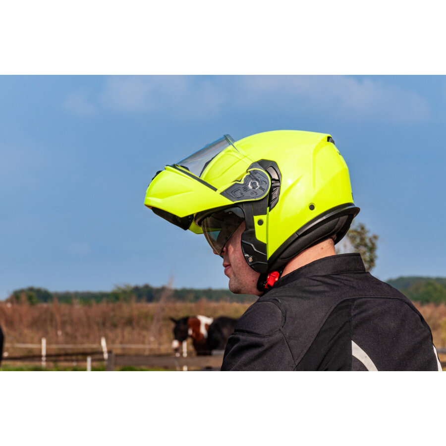 Unik Cm-13 Casco Modulare Con Visierino Solare, Giallo Fluo, L