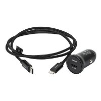 GELRHONR Caricabatterie Auto USB C 20W PD - 4 Porte Con Cavo Integrato Da 1,1m Per Auto E Camper