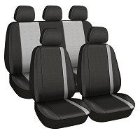 Fodere Sedili Auto Nero Grigio Coprisedili Compatibili Con Skoda Kamiq 2019-.... - Fodere Sedili Universali Set Coprisedili Auto X R Rd 83681 Protezione Sedili Tessuto