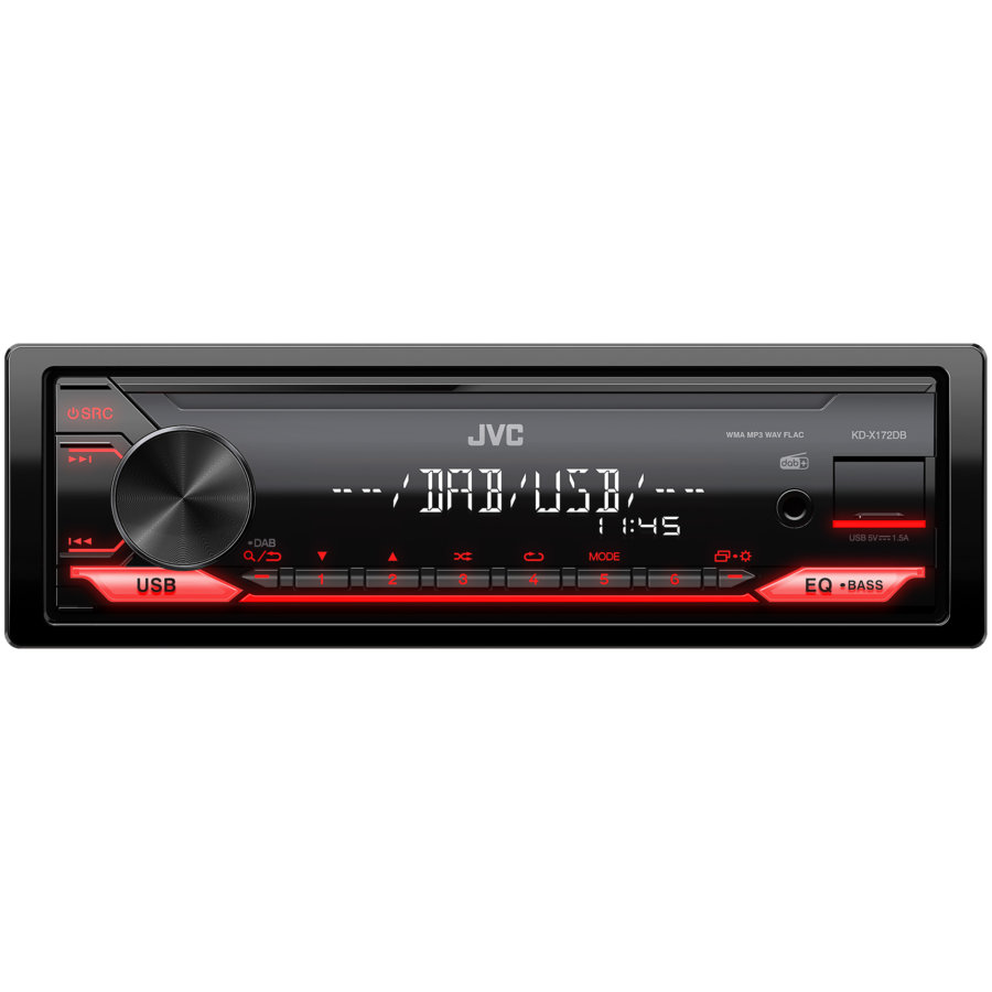 JVC KD-X172DB - Autoradio Digital Media Con DAB+ Integrato, USB Frontale, Aux, 1 Preout 2.5V, EQ 13 Bande, Rosso - 2