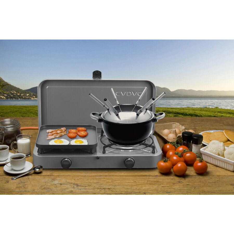 FORNELLO PORTATILE DA CAMPEGGIO A GAS CUCINA VIAGGIO CAMPING CON VALIGETTA 27205