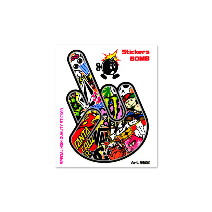 Adesivi sticker bomb mano fuck 4R