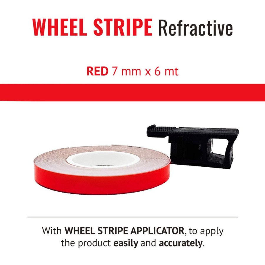 Wheel Stripes Rifrangente con applicatore 4R, colore rosso