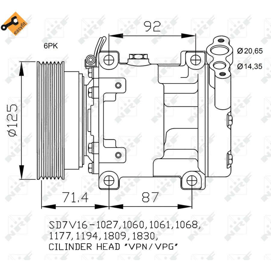 Compressore aria condizionata NRF 32742 EASY FIT