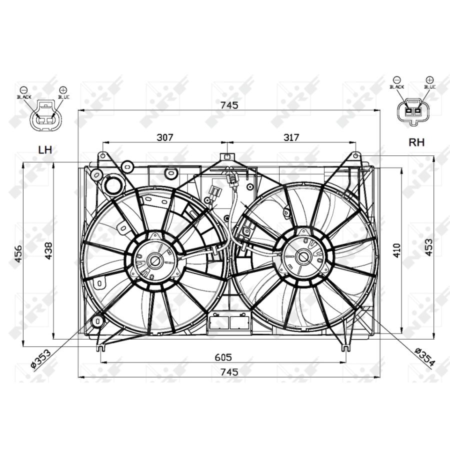 Radiatore Raffreddamento Motore NRF per Honda Civic VI Hatchback Ej Ek