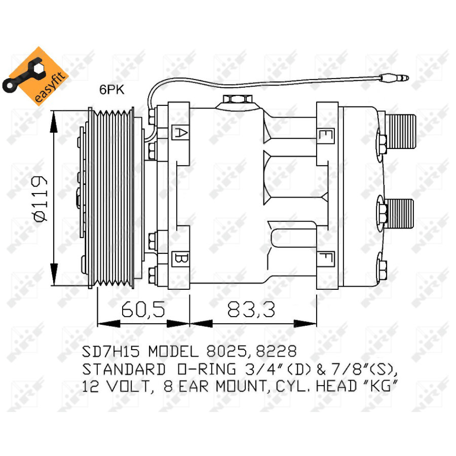 Compressore aria condizionata NRF 32768 EASY FIT