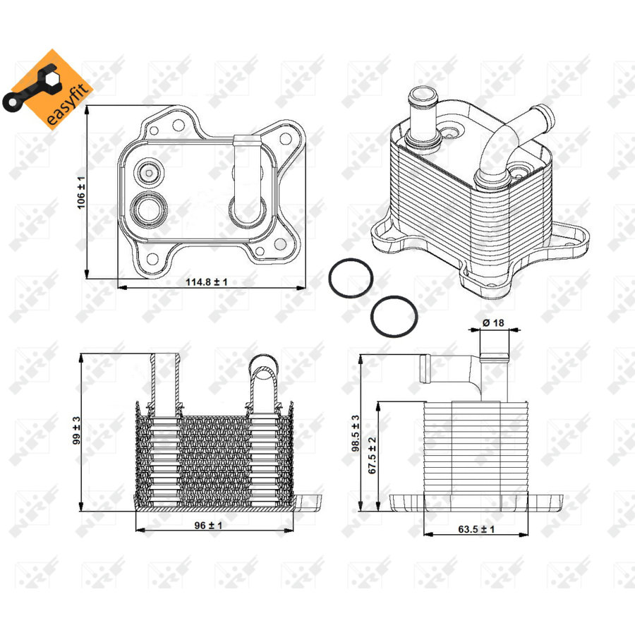 Radiatore dell’olio NRF 31342 cambio automatico EASY FIT