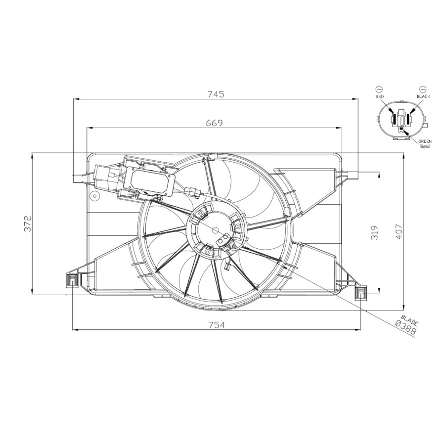 Ventola di raffreddamento motore NRF 47959