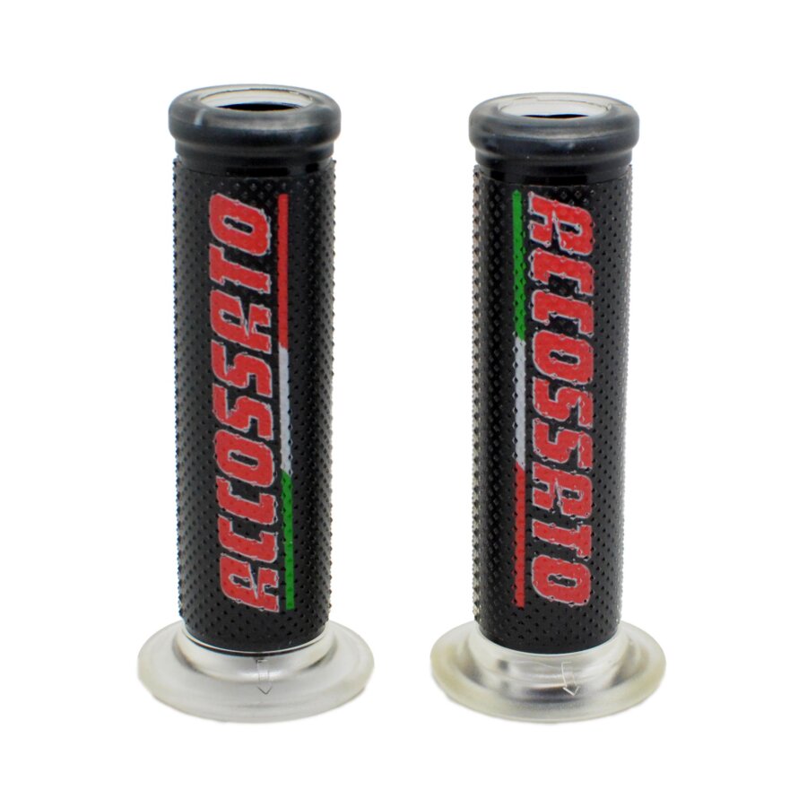 Coppia di manopole racing in gel ACCOSSATO rossa forata GR002-F