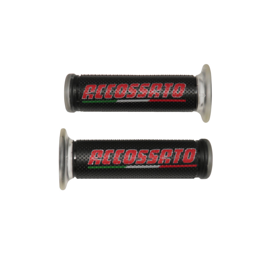 Coppia di manopole racing in gel ACCOSSATO rossa non forata GR002-NF