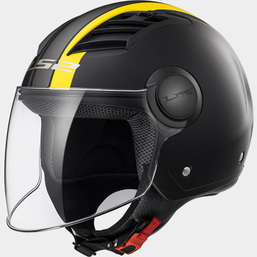 Casco Jet LS2 Airflow matt black h-v yellow Taglia L