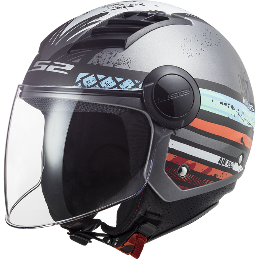 Casco Jet LS2 Airflow matt silver blue Taglia L