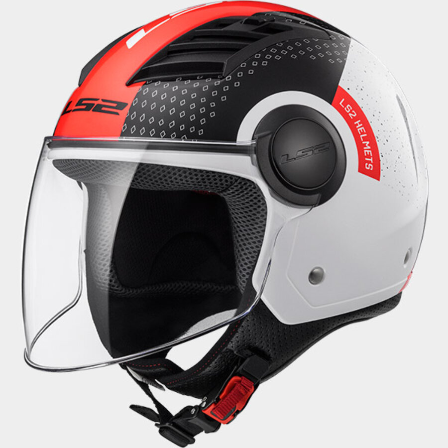 Casco Jet LS2 Airflow white black red Taglia S