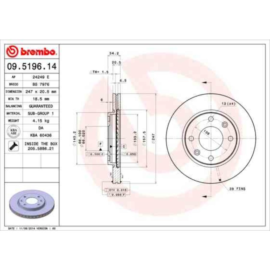2 dischi BREMBO referenza 09.5196.14